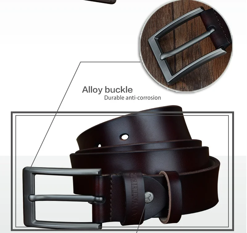 COWATHER 2021 men belt cow genuine leather luxury strap male belts for men new fashion classic vintage pin buckle dropshipping