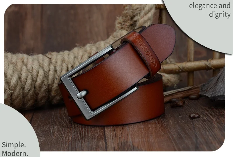 COWATHER 2021 men belt cow genuine leather luxury strap male belts for men new fashion classic vintage pin buckle dropshipping