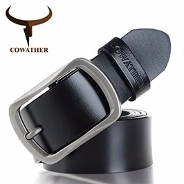 COWATHER 2021 men belt cow genuine leather luxury strap male belts for men new fashion classic vintage pin buckle dropshipping