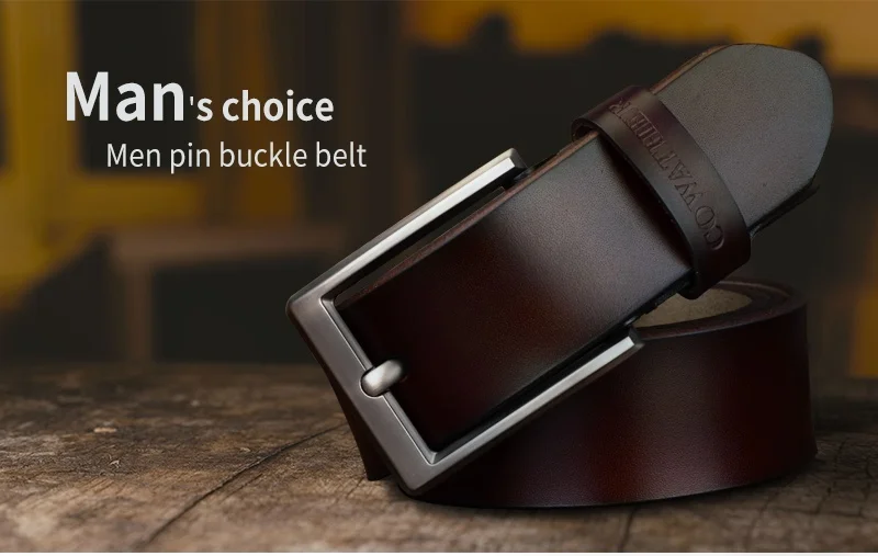 COWATHER 2021 men belt cow genuine leather luxury strap male belts for men new fashion classic vintage pin buckle dropshipping