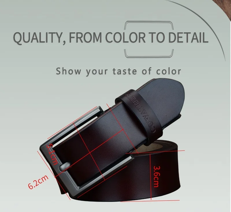 COWATHER 2021 men belt cow genuine leather luxury strap male belts for men new fashion classic vintage pin buckle dropshipping