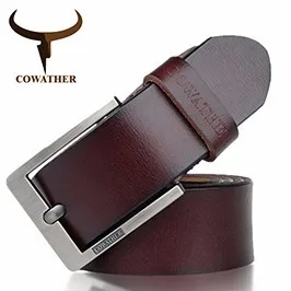 COWATHER 2021 men belt cow genuine leather luxury strap male belts for men new fashion classic vintage pin buckle dropshipping