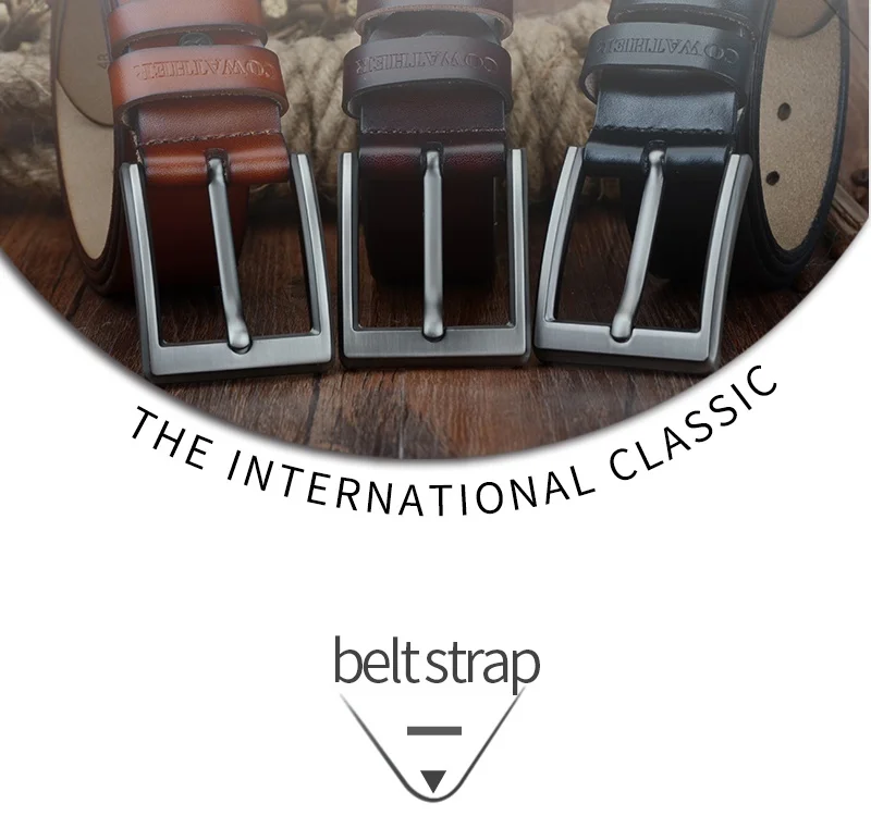 COWATHER 2021 men belt cow genuine leather luxury strap male belts for men new fashion classic vintage pin buckle dropshipping