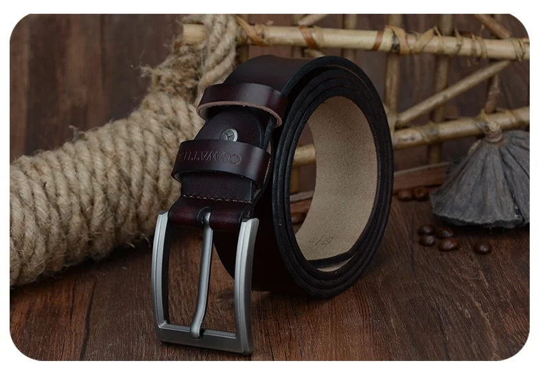 COWATHER 2021 men belt cow genuine leather luxury strap male belts for men new fashion classic vintage pin buckle dropshipping