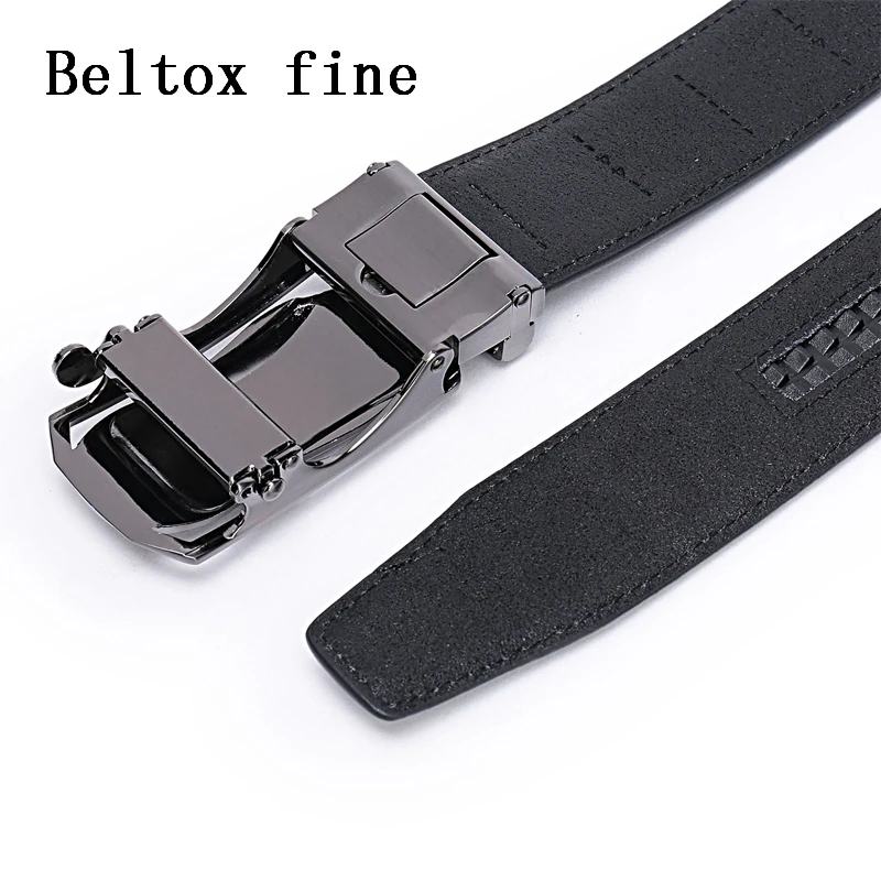 Men's Leather Ratchet Belt Dress with Slide Click Automatic Buckle Plus Size Luxury Ceinture