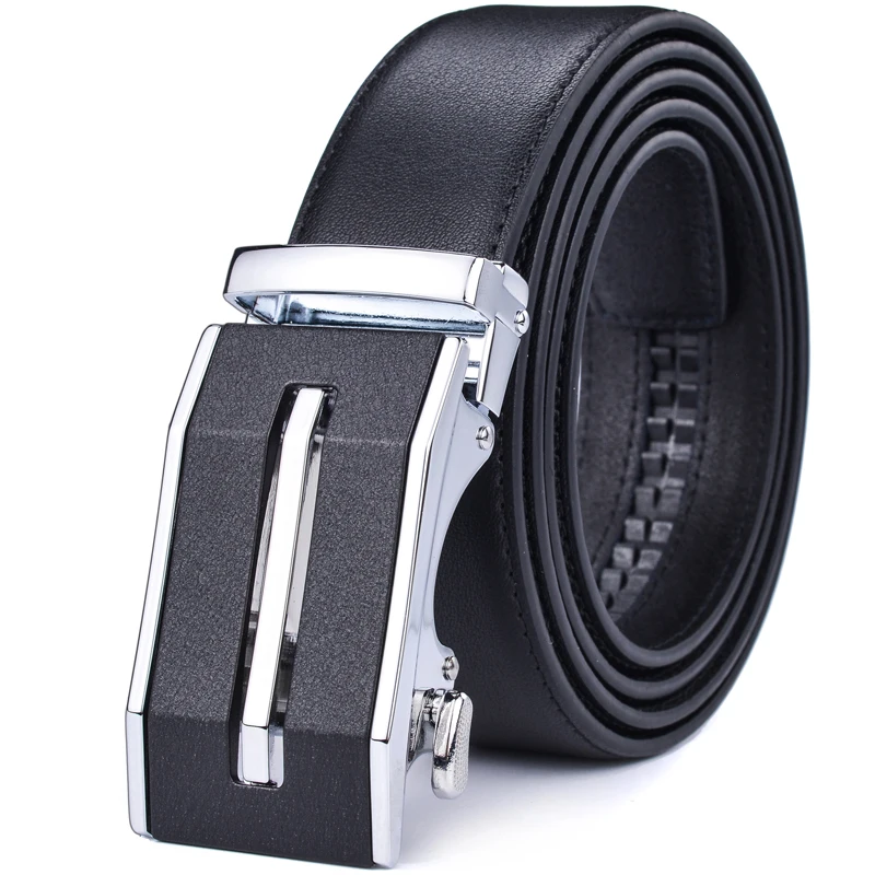 Men's Leather Ratchet Belt Dress with Slide Click Automatic Buckle Plus Size Luxury Ceinture