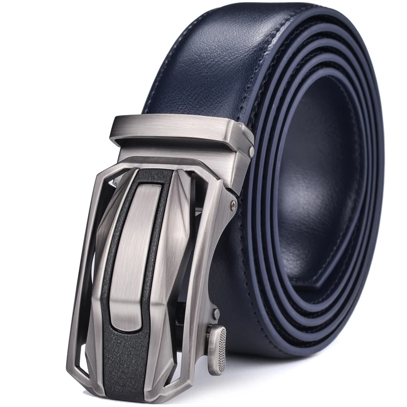 Men's Leather Ratchet Belt Dress with Slide Click Automatic Buckle Plus Size Luxury Ceinture