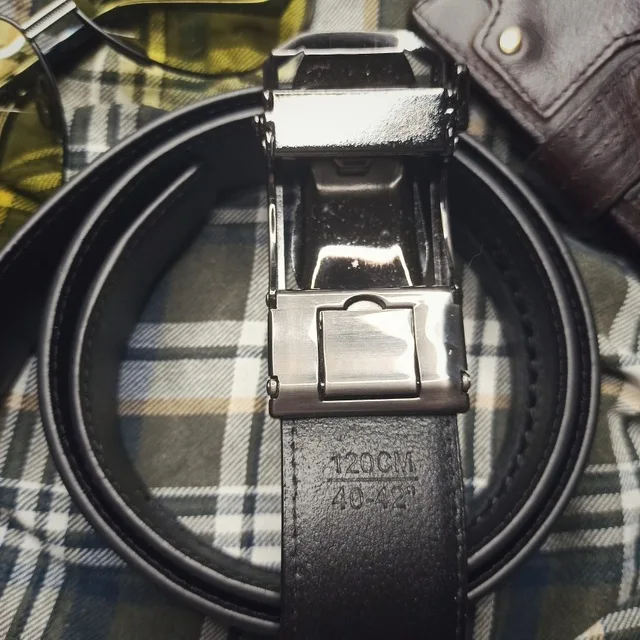 Men's Leather Ratchet Belt Dress with Slide Click Automatic Buckle Plus Size Luxury Ceinture