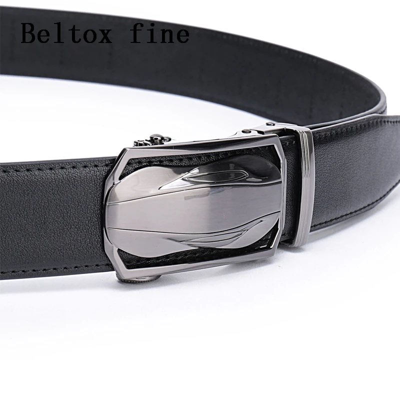 Men's Leather Ratchet Belt Dress with Slide Click Automatic Buckle Plus Size Luxury Ceinture