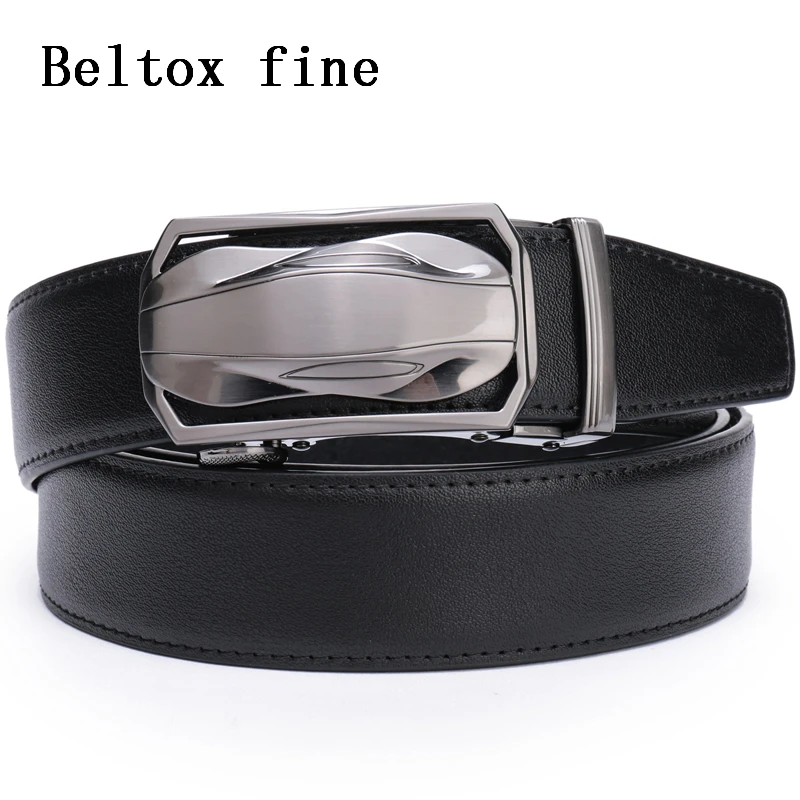 Men's Leather Ratchet Belt Dress with Slide Click Automatic Buckle Plus Size Luxury Ceinture
