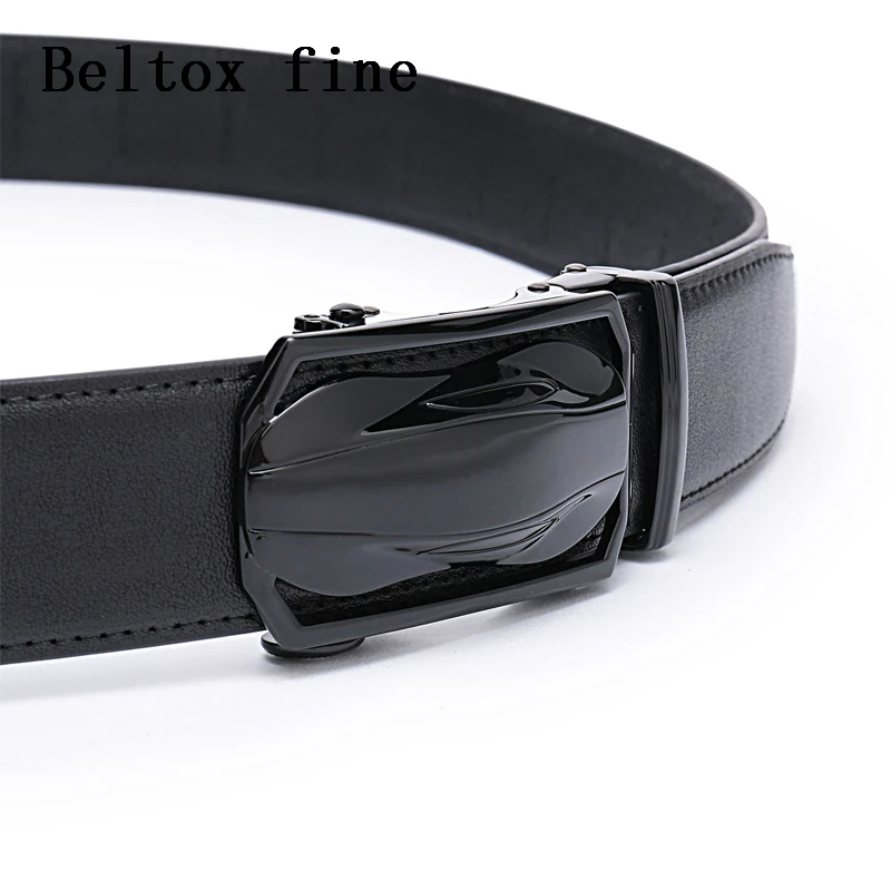 Men's Leather Ratchet Belt Dress with Slide Click Automatic Buckle Plus Size Luxury Ceinture