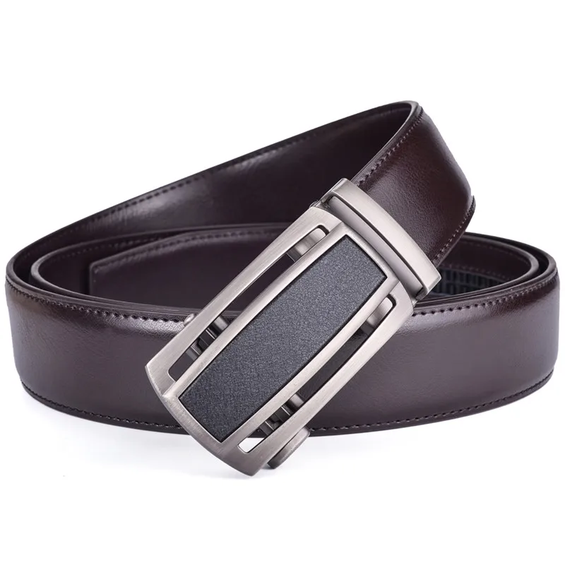 Men's Leather Ratchet Belt Dress with Slide Click Automatic Buckle Plus Size Luxury Ceinture