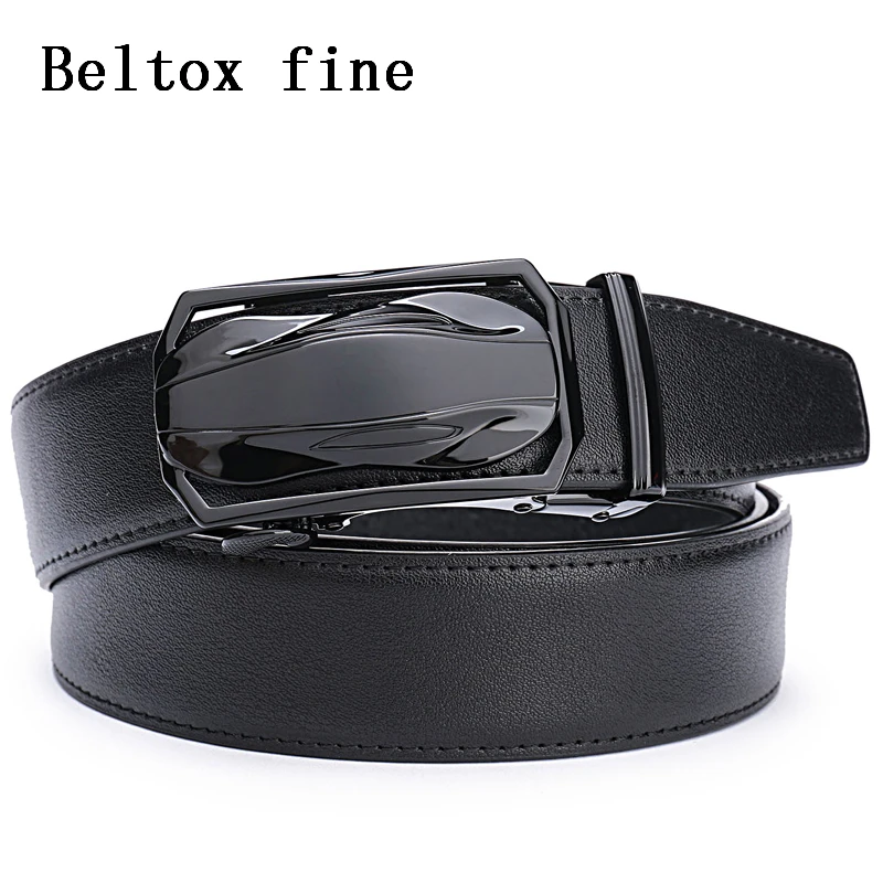 Men's Leather Ratchet Belt Dress with Slide Click Automatic Buckle Plus Size Luxury Ceinture