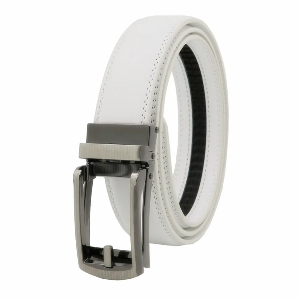Leather Men's Women's 3.1cm Click Belt with High Quality Alloy Automatic Buckle Unisex Classic Business Belts for Jeans