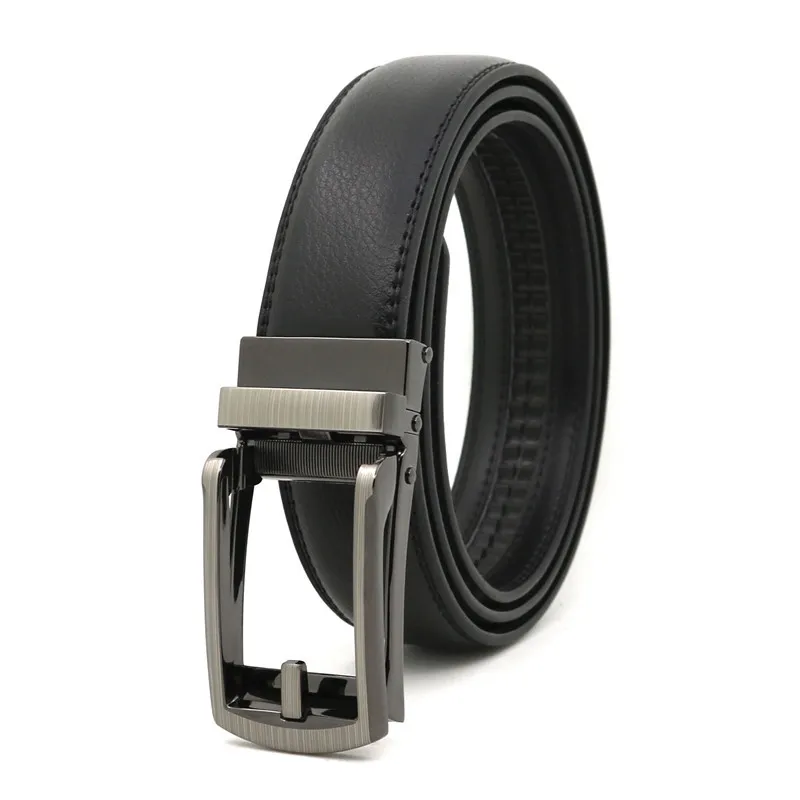 Leather Men's Women's 3.1cm Click Belt with High Quality Alloy Automatic Buckle Unisex Classic Business Belts for Jeans
