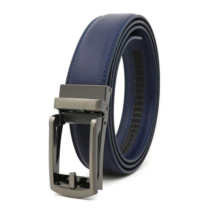 Leather Men's Women's 3.1cm Click Belt with High Quality Alloy Automatic Buckle Unisex Classic Business Belts for Jeans
