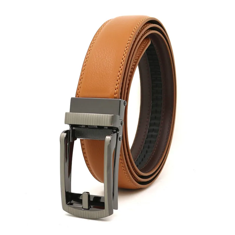 Leather Men's Women's 3.1cm Click Belt with High Quality Alloy Automatic Buckle Unisex Classic Business Belts for Jeans