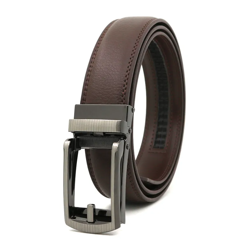 Leather Men's Women's 3.1cm Click Belt with High Quality Alloy Automatic Buckle Unisex Classic Business Belts for Jeans