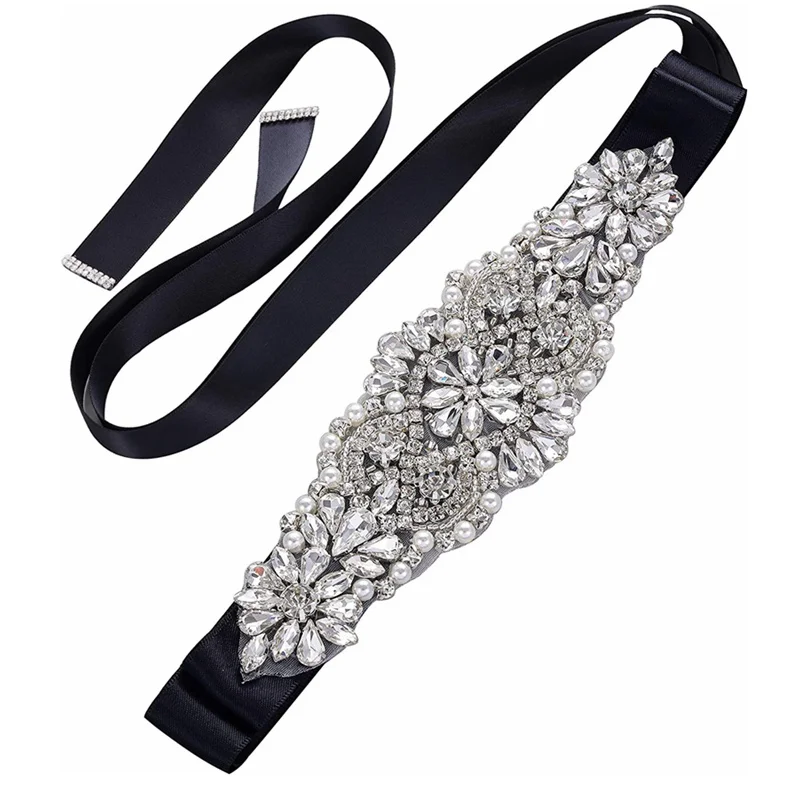 JLZXSY Handmade Pearl Rhinestone Belt Bridesmaid Bridal Sash Belts for Wedding Dresses Designer Crystal Belts