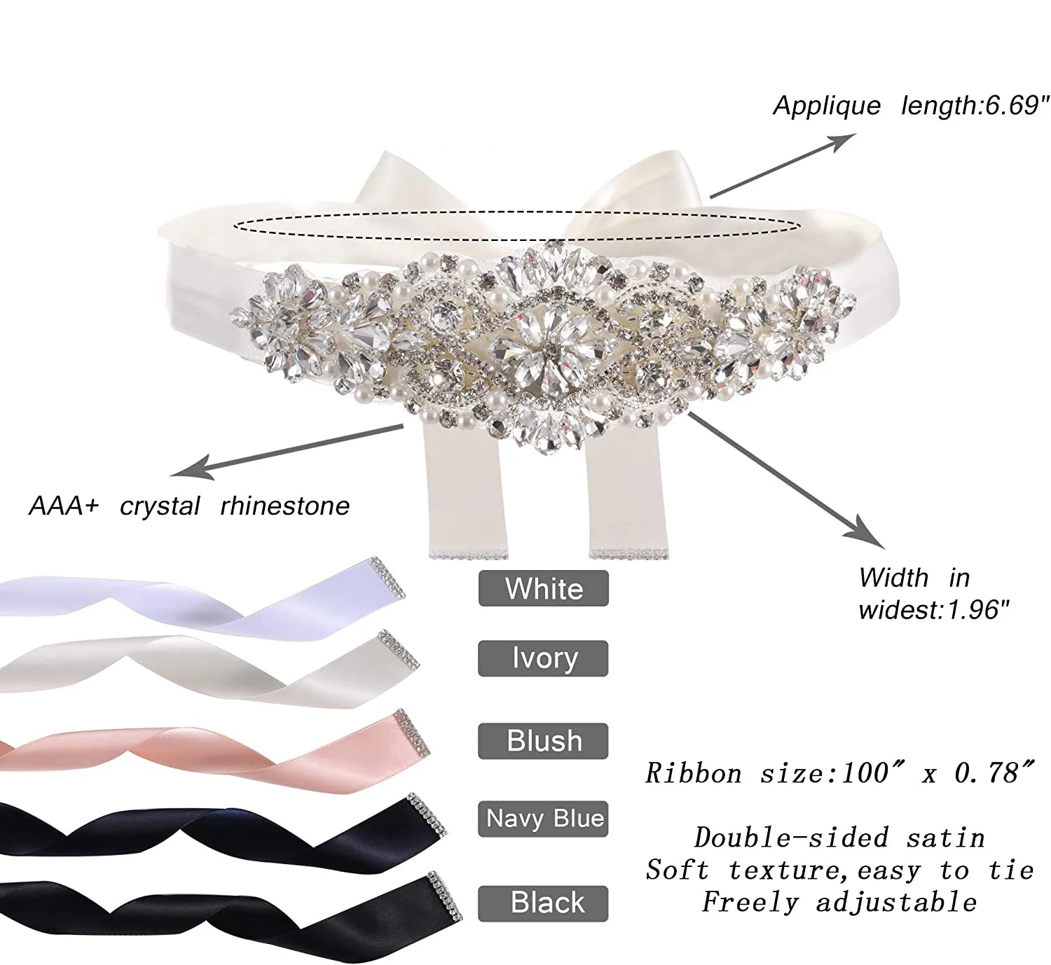 JLZXSY Handmade Pearl Rhinestone Belt Bridesmaid Bridal Sash Belts for Wedding Dresses Designer Crystal Belts