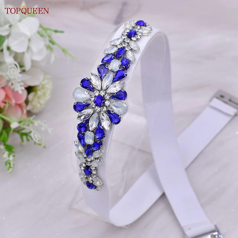 TOPQUEEN Women Dresses Elastic Belt Fashion Sparkly Rhinestone Stretch Waistband Travel Party Decoration Plus Size Customized