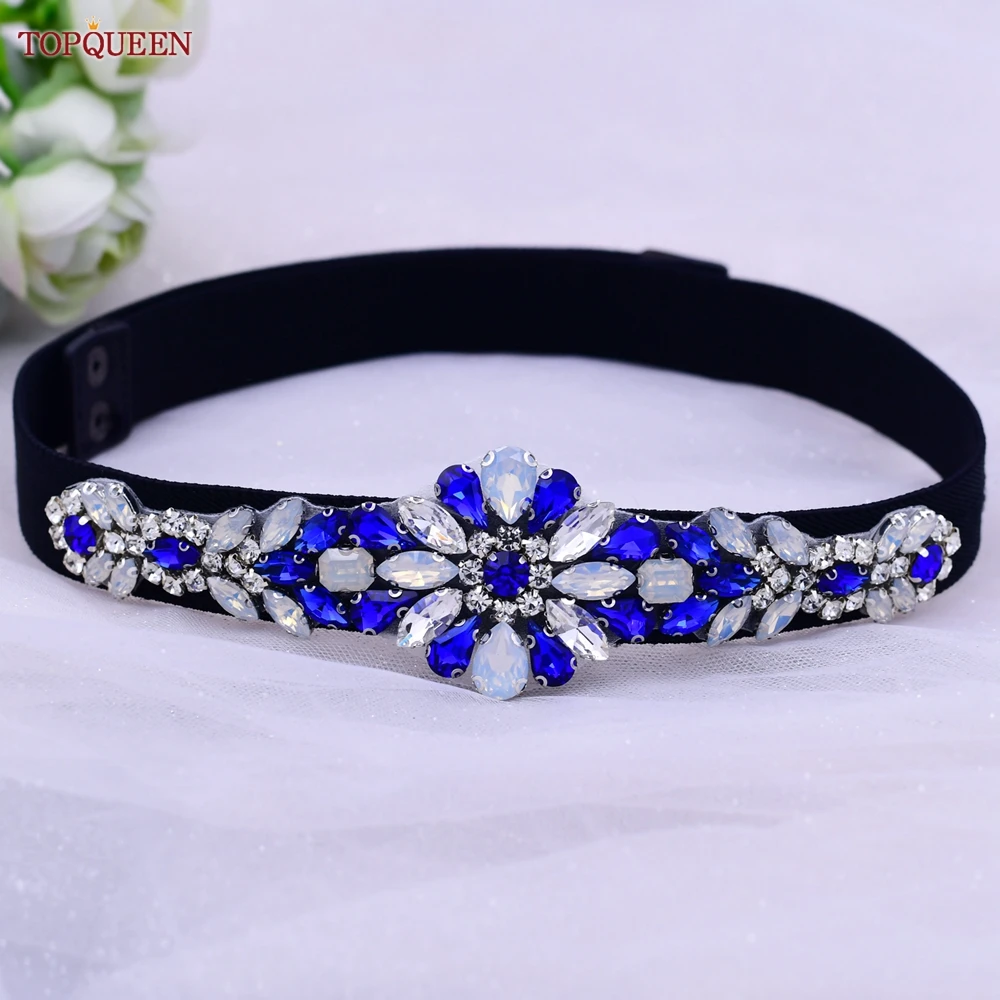 TOPQUEEN Women Dresses Elastic Belt Fashion Sparkly Rhinestone Stretch Waistband Travel Party Decoration Plus Size Customized