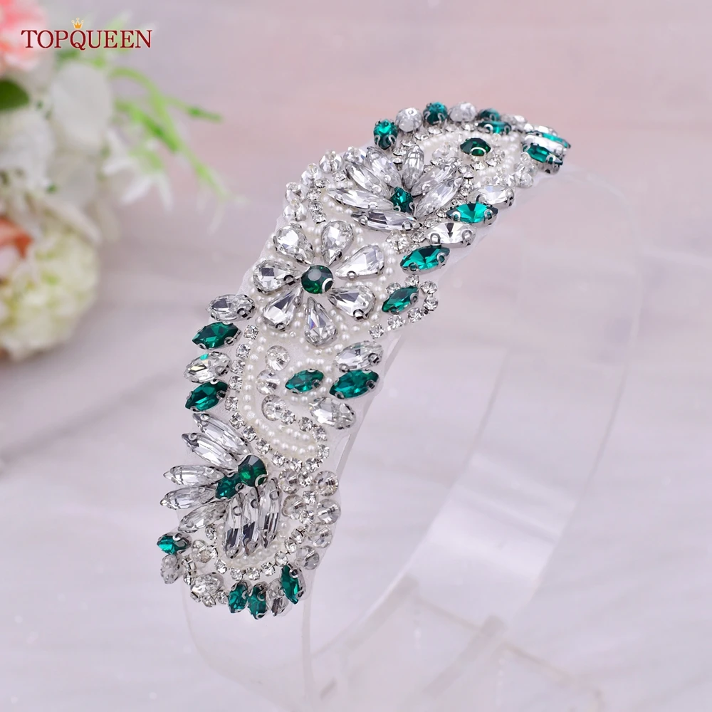 TOPQUEEN Women Dresses Elastic Belt Fashion Sparkly Rhinestone Stretch Waistband Travel Party Decoration Plus Size Customized