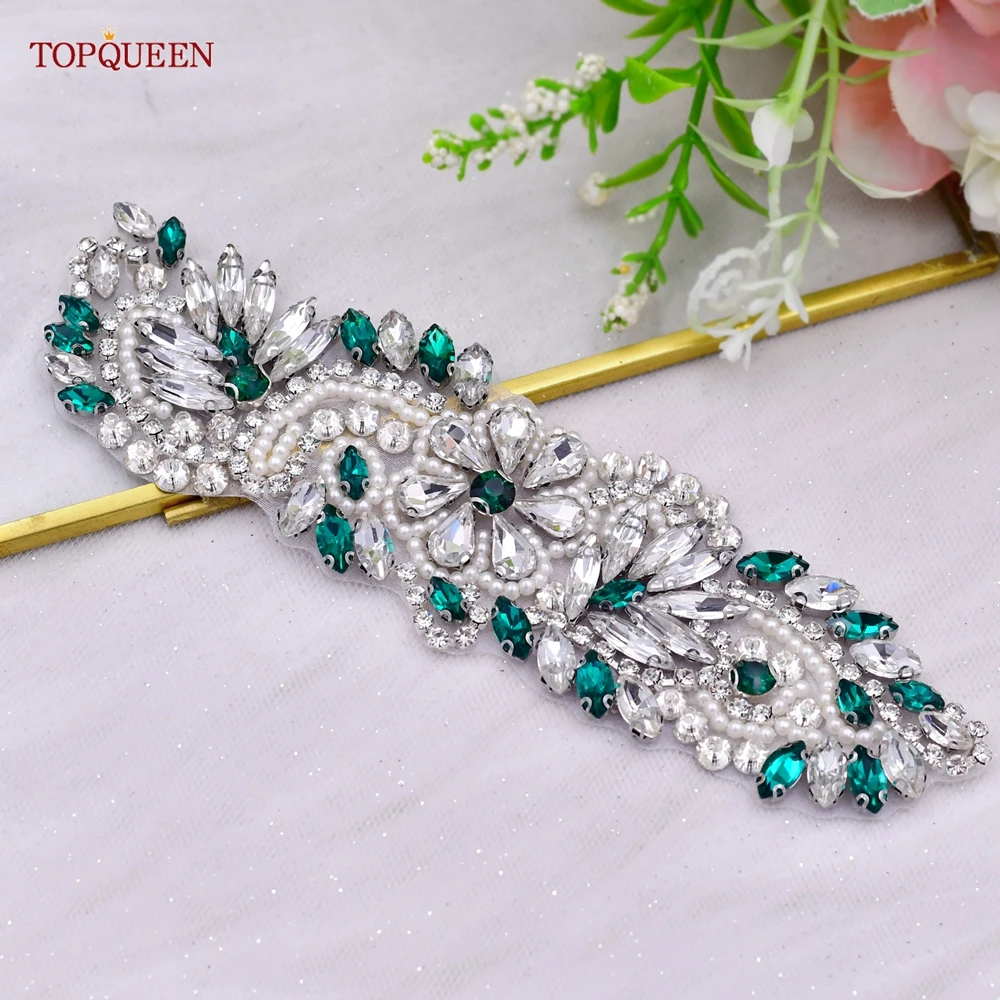 TOPQUEEN Women Dresses Elastic Belt Fashion Sparkly Rhinestone Stretch Waistband Travel Party Decoration Plus Size Customized