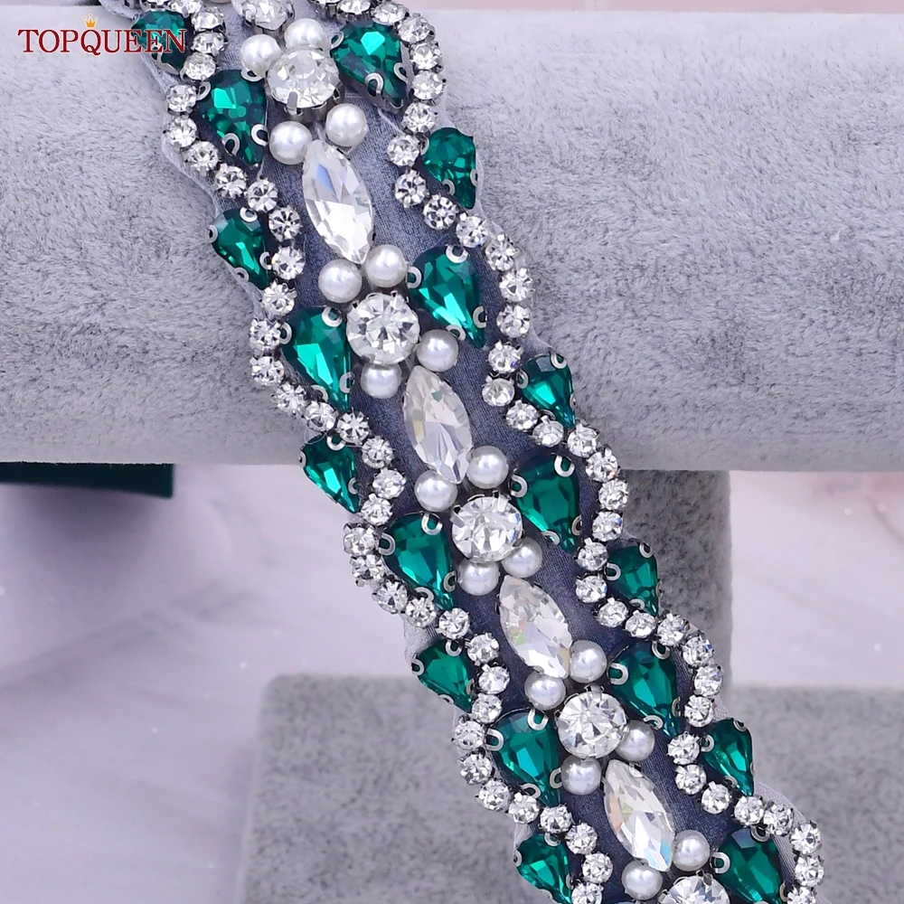 TOPQUEEN Women Dresses Elastic Belt Fashion Sparkly Rhinestone Stretch Waistband Travel Party Decoration Plus Size Customized