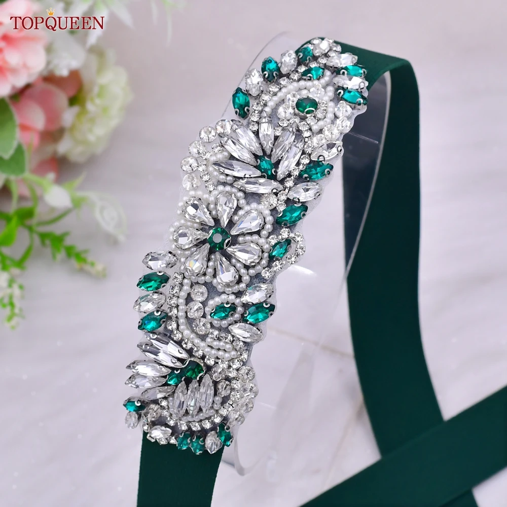 TOPQUEEN Women Dresses Elastic Belt Fashion Sparkly Rhinestone Stretch Waistband Travel Party Decoration Plus Size Customized