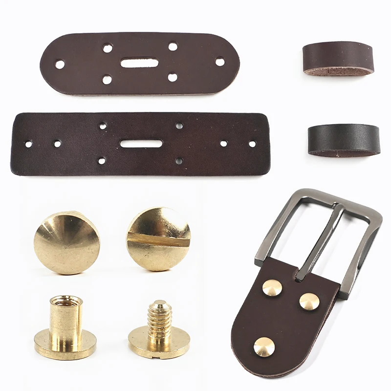 1/2Pcs 38mm Men's Belt Buckle Belts Head Connect Loop Leathers Pin Buckles Solid Brass Rivet Clasp DIY Leather Craft Accessories