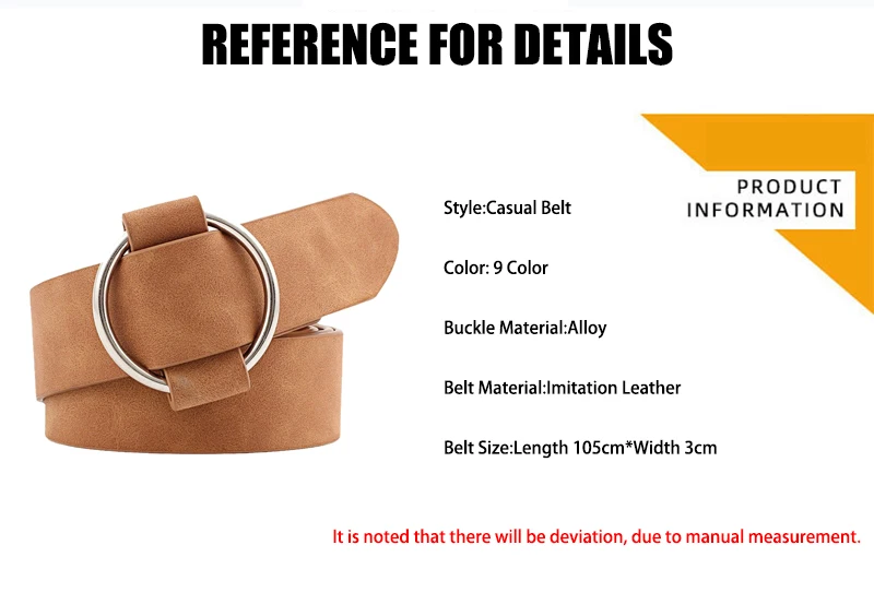 Trend Women Belt Fashion Round Buckle Design Imitation Leather Belt Simple and Versatile Youth Student Decoration Jeans Belt