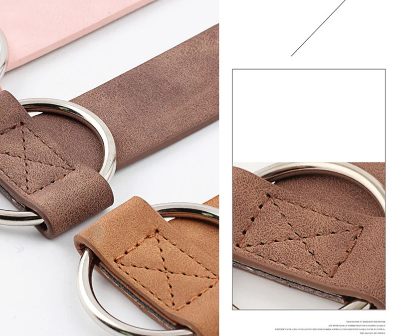 Trend Women Belt Fashion Round Buckle Design Imitation Leather Belt Simple and Versatile Youth Student Decoration Jeans Belt