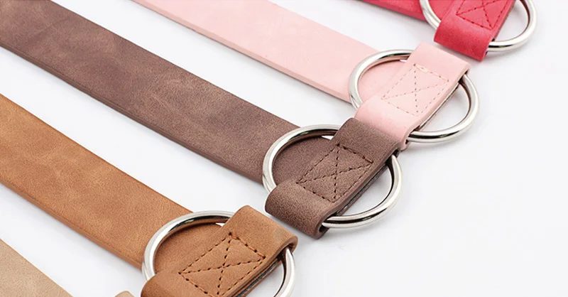 Trend Women Belt Fashion Round Buckle Design Imitation Leather Belt Simple and Versatile Youth Student Decoration Jeans Belt