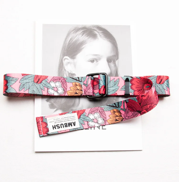 New Hot Women Belt Double Ring Buckle Chinese Style Pattern Design Women Canvas Belt Casual Women Cowboy Pants Decorate Belt