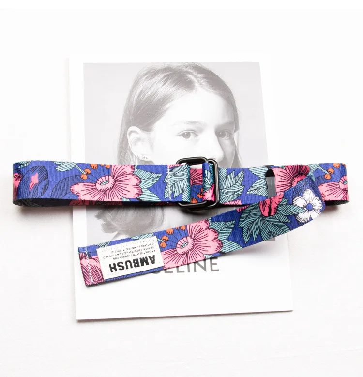 New Hot Women Belt Double Ring Buckle Chinese Style Pattern Design Women Canvas Belt Casual Women Cowboy Pants Decorate Belt