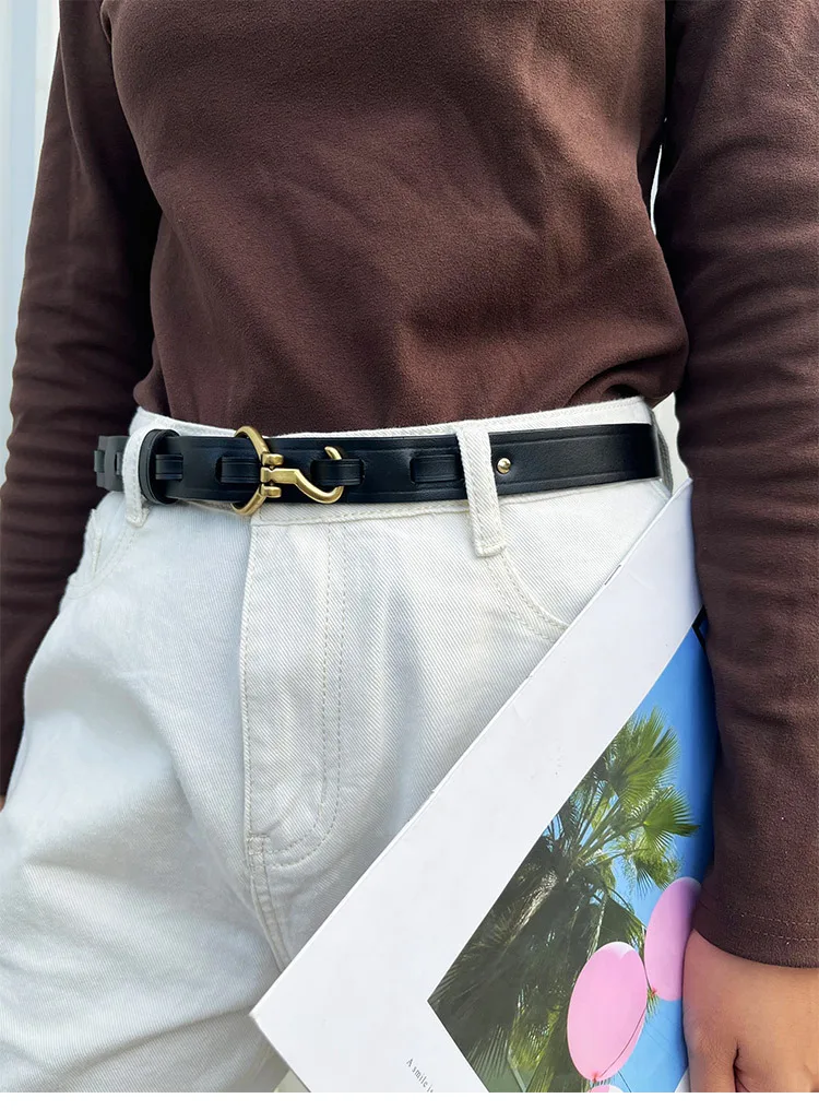 Maikun Genuine Leather Thin Belt For Women Suit Fashion Versatile Dress Sub Waist Chain Waist Trendy Small Belt
