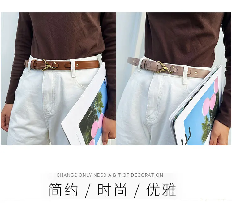Maikun Genuine Leather Thin Belt For Women Suit Fashion Versatile Dress Sub Waist Chain Waist Trendy Small Belt