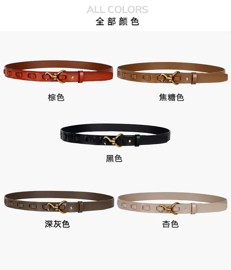 Maikun Genuine Leather Thin Belt For Women Suit Fashion Versatile Dress Sub Waist Chain Waist Trendy Small Belt