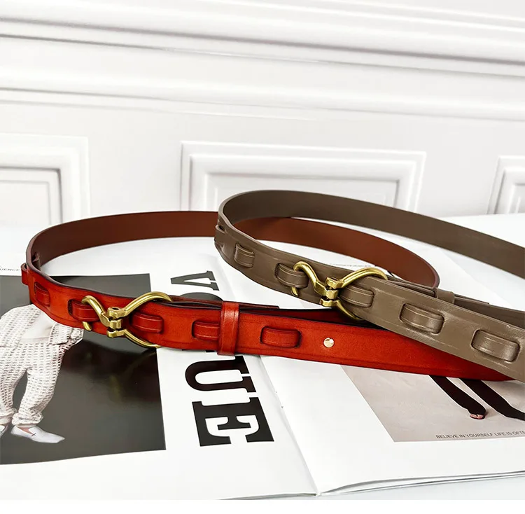 Maikun Genuine Leather Thin Belt For Women Suit Fashion Versatile Dress Sub Waist Chain Waist Trendy Small Belt
