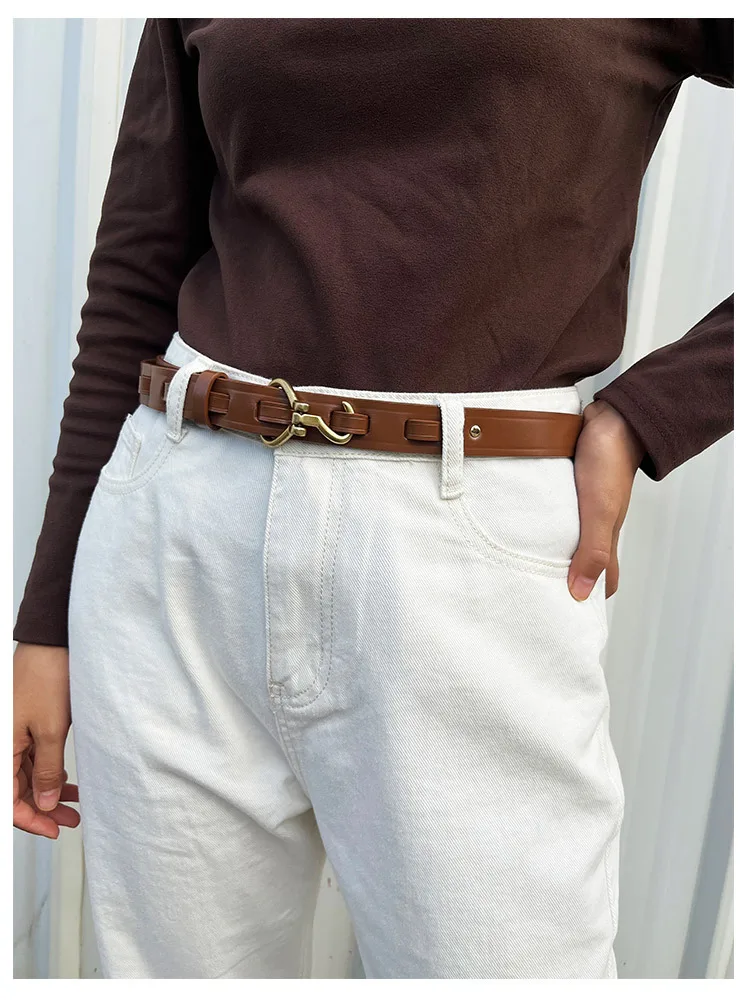 Maikun Genuine Leather Thin Belt For Women Suit Fashion Versatile Dress Sub Waist Chain Waist Trendy Small Belt