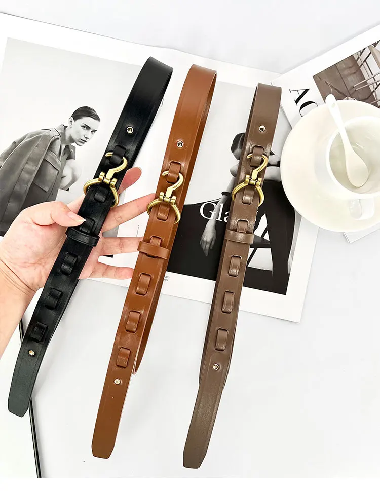 Maikun Genuine Leather Thin Belt For Women Suit Fashion Versatile Dress Sub Waist Chain Waist Trendy Small Belt