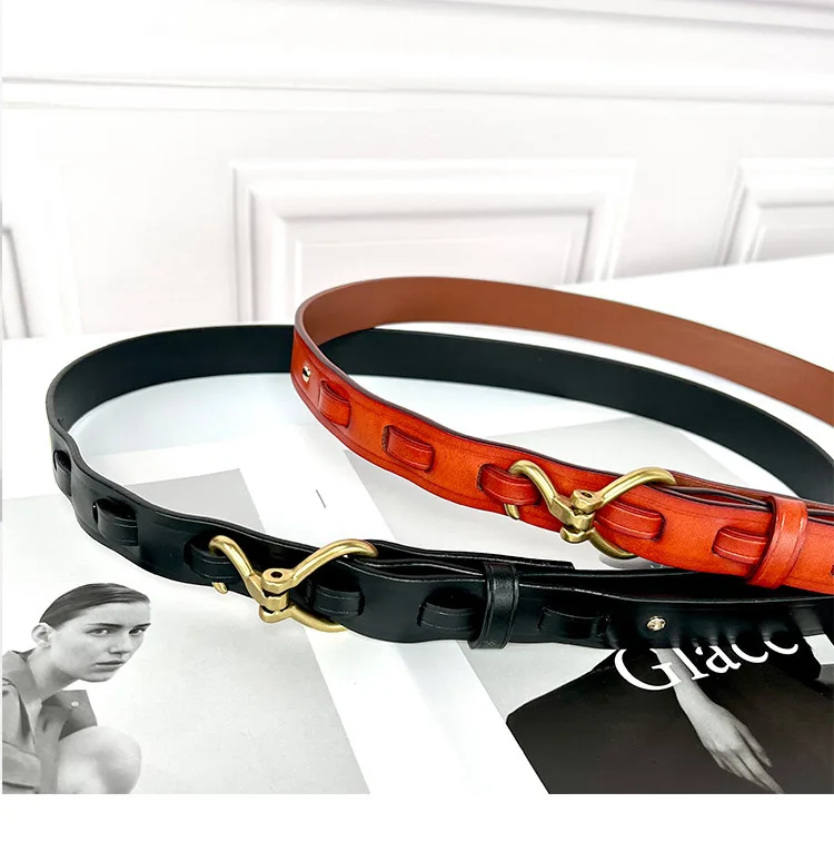 Maikun Genuine Leather Thin Belt For Women Suit Fashion Versatile Dress Sub Waist Chain Waist Trendy Small Belt