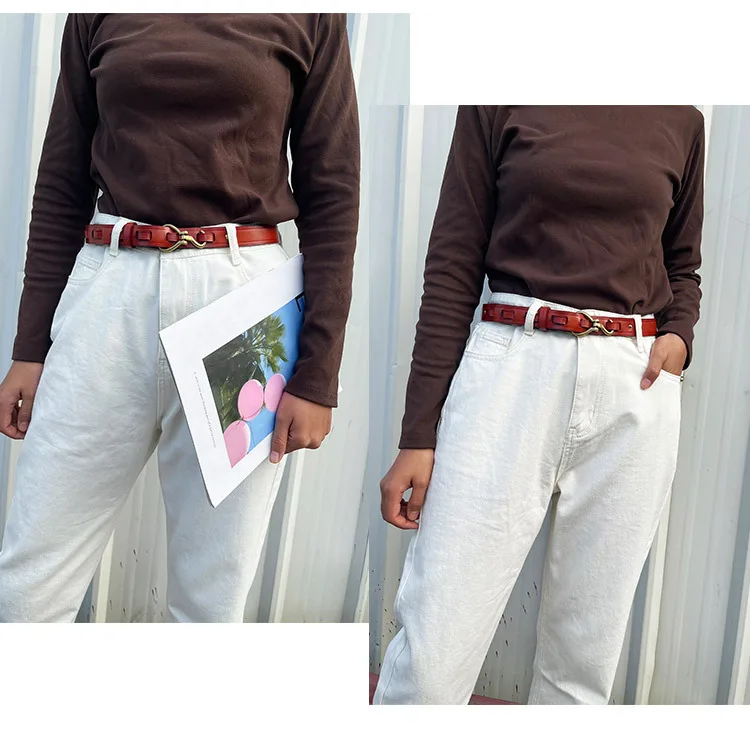 Maikun Genuine Leather Thin Belt For Women Suit Fashion Versatile Dress Sub Waist Chain Waist Trendy Small Belt