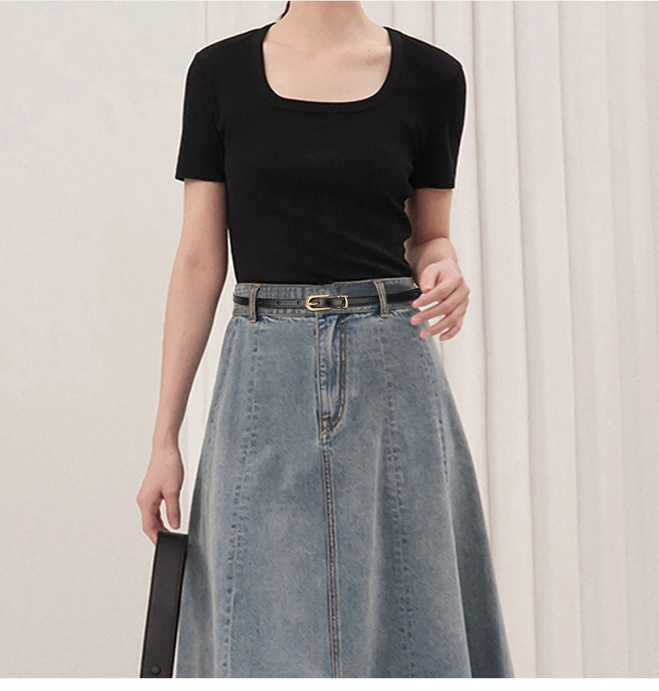 Maikun Women's Business Genuine Leather Belt Fashion Casual Thin Belt For Suit Skirt Dresses