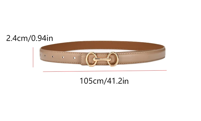 2.4cm Belts for Women Girls Fashion Waist Belt Cowhide Leather Simple 8 Metal Pin Buckle Belt Leisure Dress Jeans Waistband