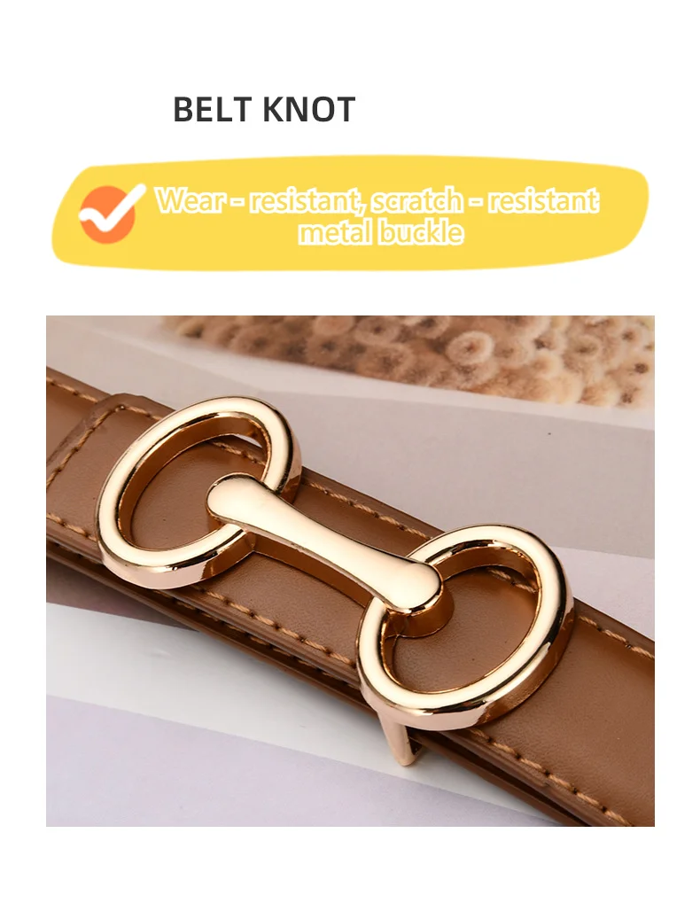 2.4cm Belts for Women Girls Fashion Waist Belt Cowhide Leather Simple 8 Metal Pin Buckle Belt Leisure Dress Jeans Waistband
