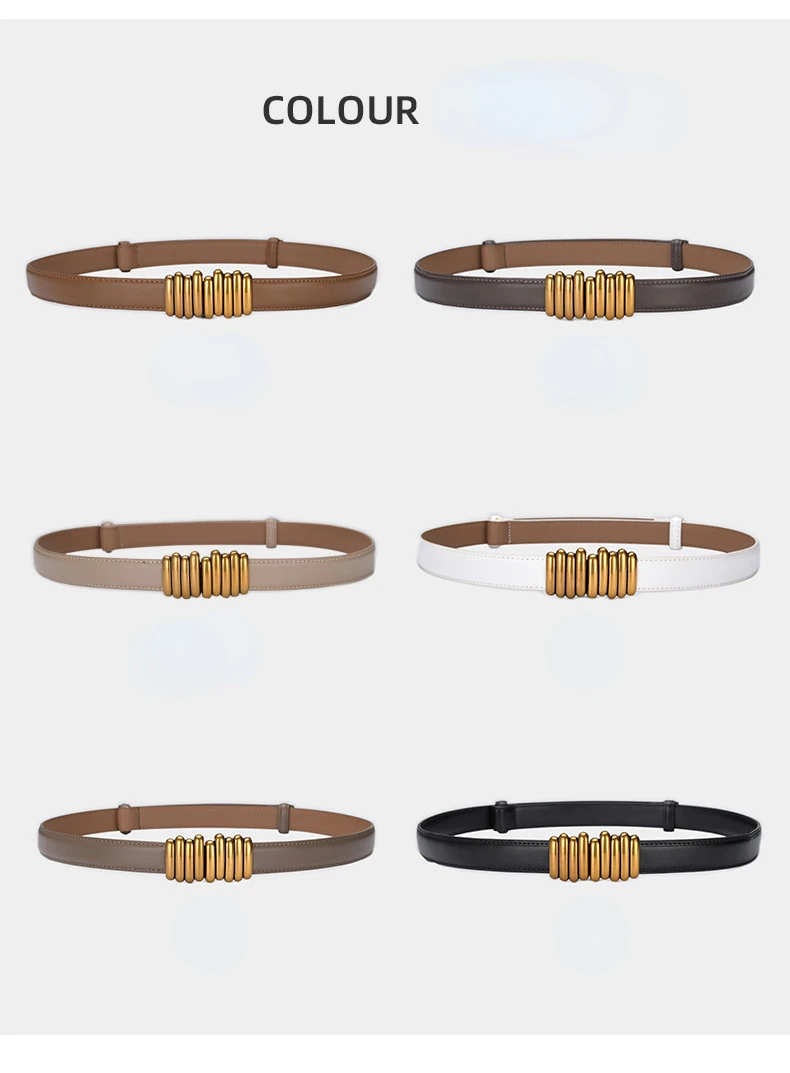 2.4cm Luxury Genuine Leather Women Belt Designer Women Dress Cowhide Knot Belt Gold Alloy Buckle Waistband Jeans Female Gift