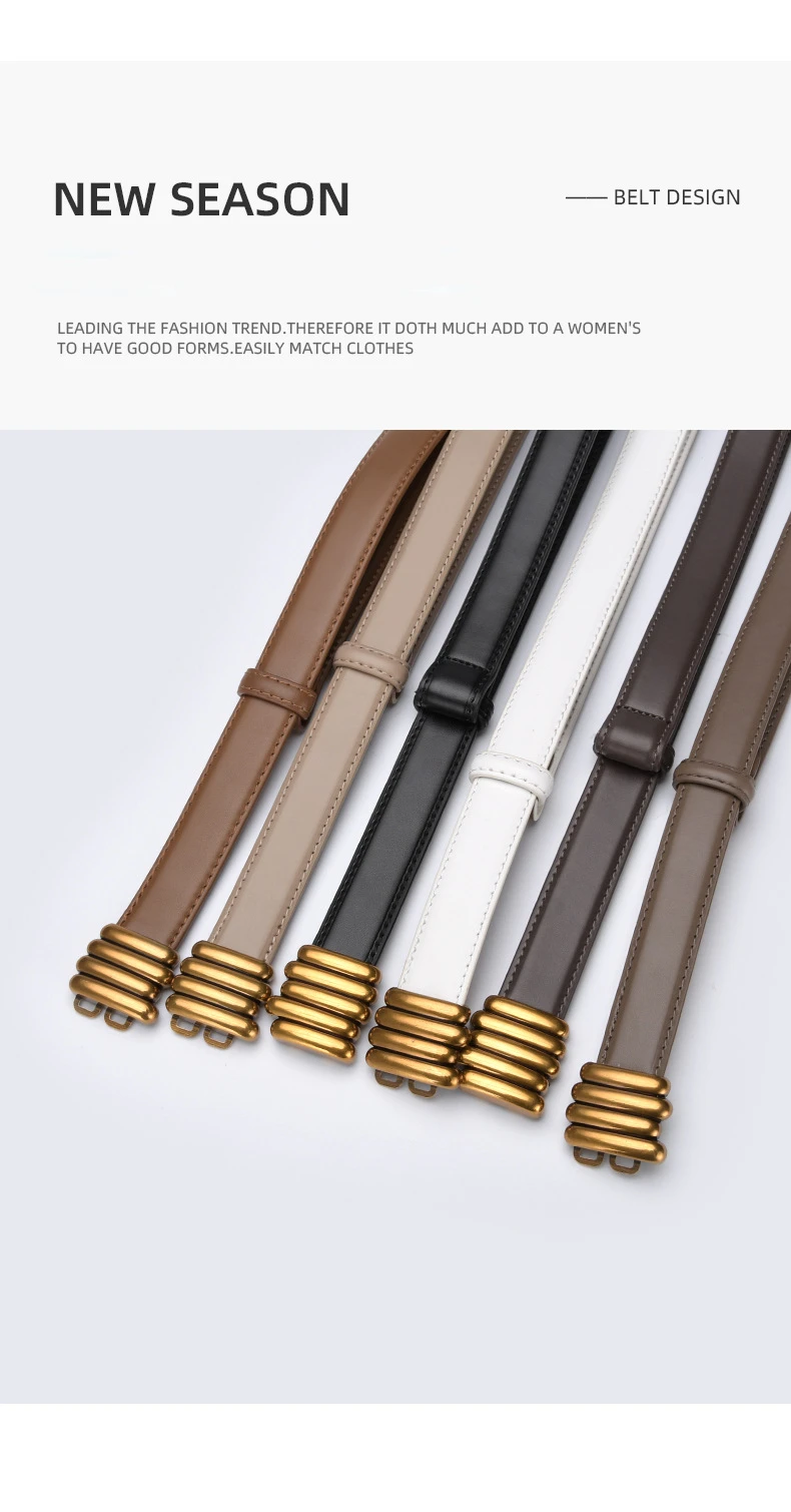 2.4cm Luxury Genuine Leather Women Belt Designer Women Dress Cowhide Knot Belt Gold Alloy Buckle Waistband Jeans Female Gift