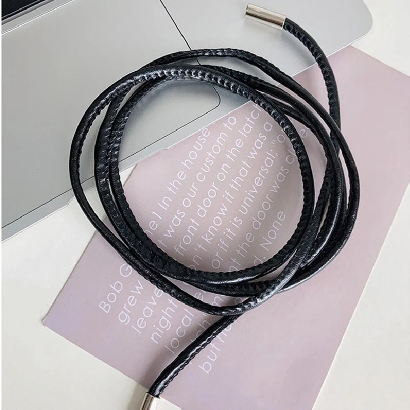New Round Leather Rope Thin Belt Women Fashion Decorative Knotted Waist Rope Simple Self-Tie Skirt Coat Waist Belts Strap